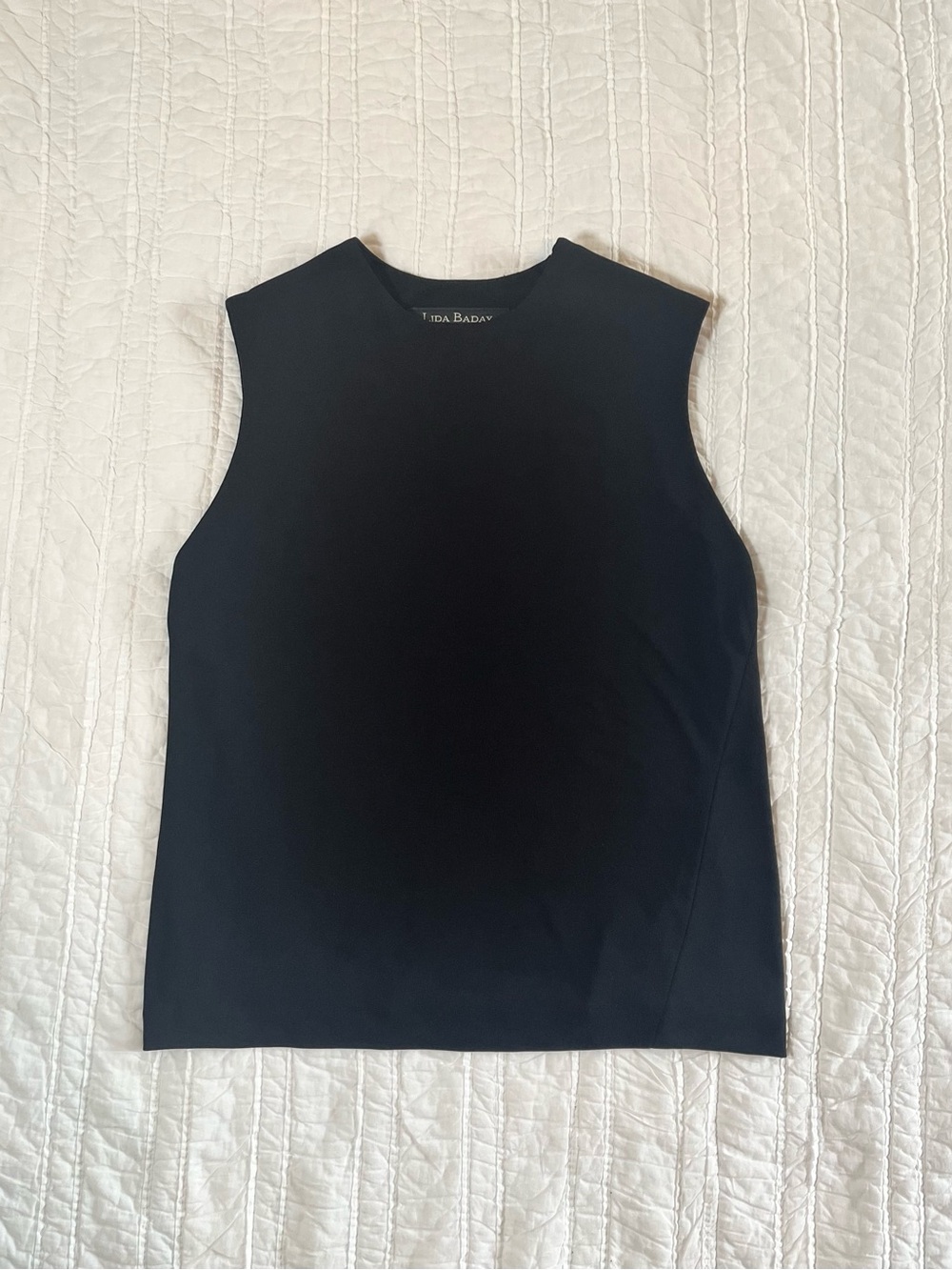 Lida Baday Black Round Neck Sleeveless Lined Blouse Top | Size S